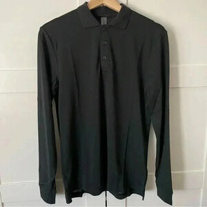 Outdoor Voices Birdie Long Sleeve Polo XXS Black Golf Preppy Oversized
